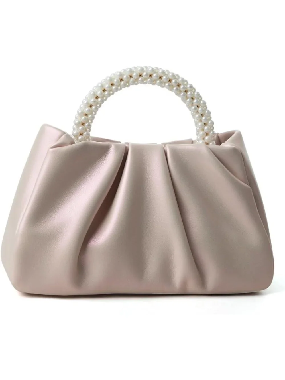 👜Women's Pink Leather Wedding Party Pearl Elegant Clutch Purse Magnetic Snap